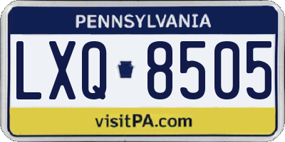 PA license plate LXQ8505