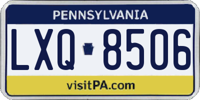 PA license plate LXQ8506