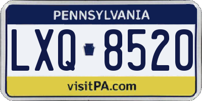 PA license plate LXQ8520
