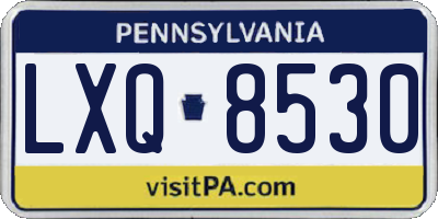 PA license plate LXQ8530