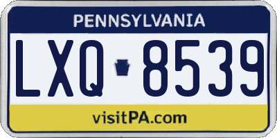 PA license plate LXQ8539
