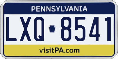 PA license plate LXQ8541