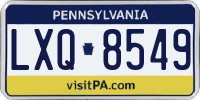 PA license plate LXQ8549