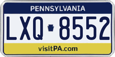 PA license plate LXQ8552