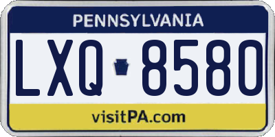 PA license plate LXQ8580