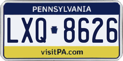 PA license plate LXQ8626