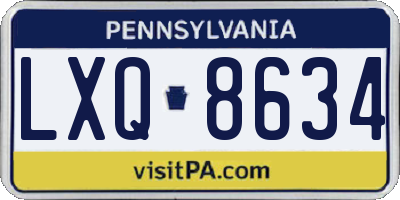 PA license plate LXQ8634