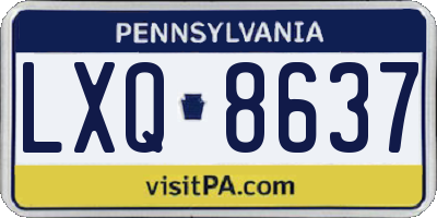 PA license plate LXQ8637
