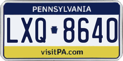 PA license plate LXQ8640