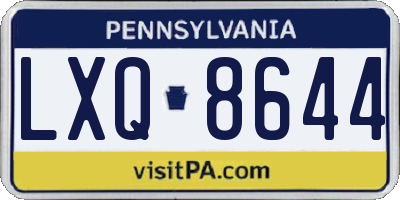 PA license plate LXQ8644