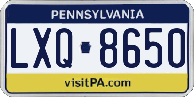PA license plate LXQ8650