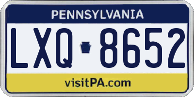 PA license plate LXQ8652