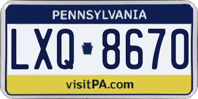 PA license plate LXQ8670