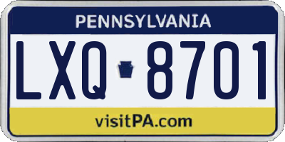 PA license plate LXQ8701