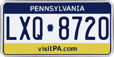 PA license plate LXQ8720