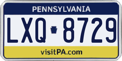 PA license plate LXQ8729