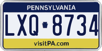 PA license plate LXQ8734
