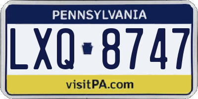 PA license plate LXQ8747