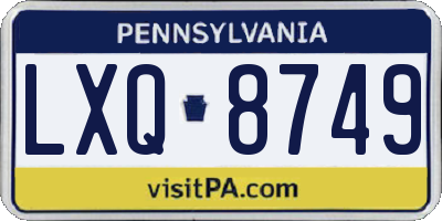 PA license plate LXQ8749