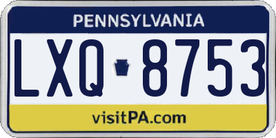 PA license plate LXQ8753