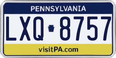 PA license plate LXQ8757