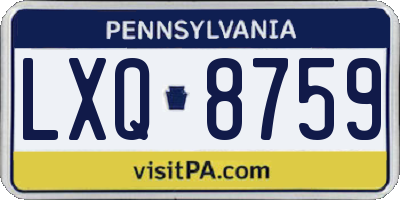 PA license plate LXQ8759