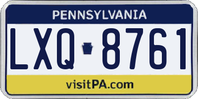 PA license plate LXQ8761
