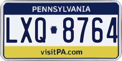 PA license plate LXQ8764