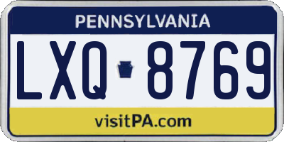 PA license plate LXQ8769