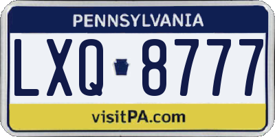 PA license plate LXQ8777