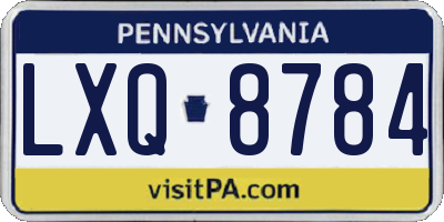 PA license plate LXQ8784