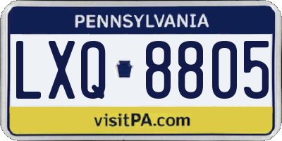 PA license plate LXQ8805
