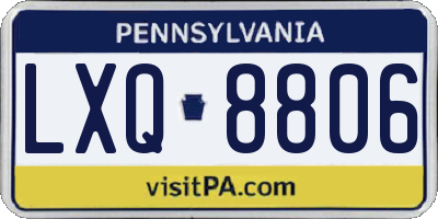 PA license plate LXQ8806