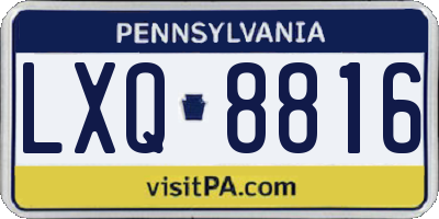 PA license plate LXQ8816