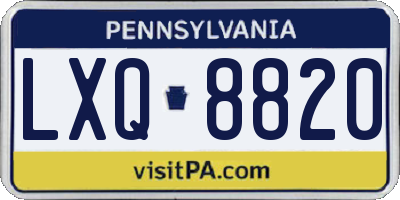 PA license plate LXQ8820
