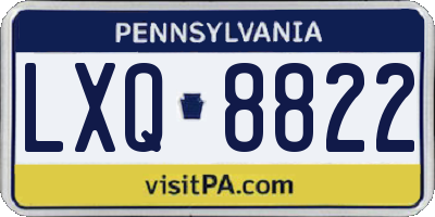 PA license plate LXQ8822
