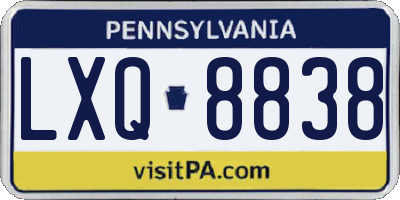 PA license plate LXQ8838