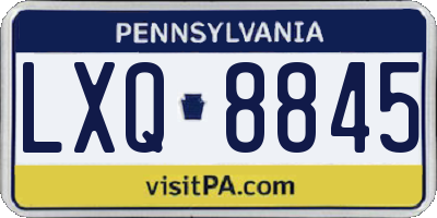 PA license plate LXQ8845