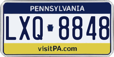 PA license plate LXQ8848