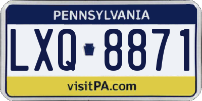 PA license plate LXQ8871