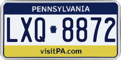PA license plate LXQ8872