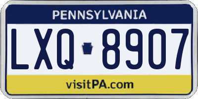PA license plate LXQ8907