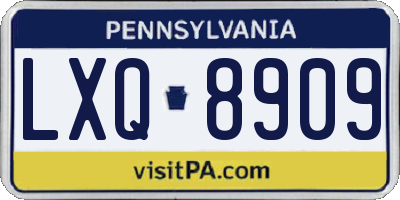 PA license plate LXQ8909