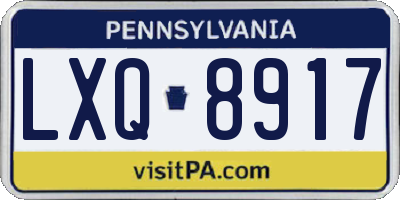PA license plate LXQ8917