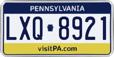PA license plate LXQ8921