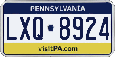 PA license plate LXQ8924