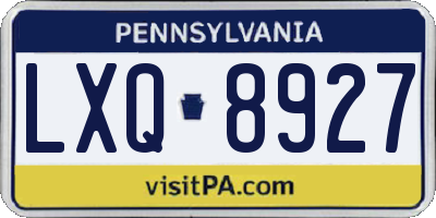 PA license plate LXQ8927