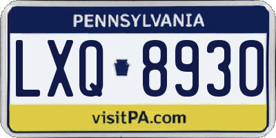 PA license plate LXQ8930