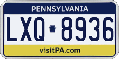 PA license plate LXQ8936
