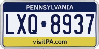 PA license plate LXQ8937